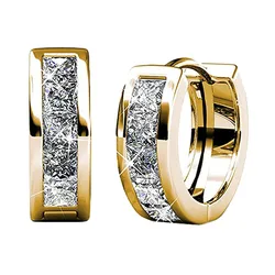 Huitan Fashion Versatile Women Hoop Earrings with Half Circle Cubic Zirconia Exquisite Gift Temperament Female Earrings Jewelry