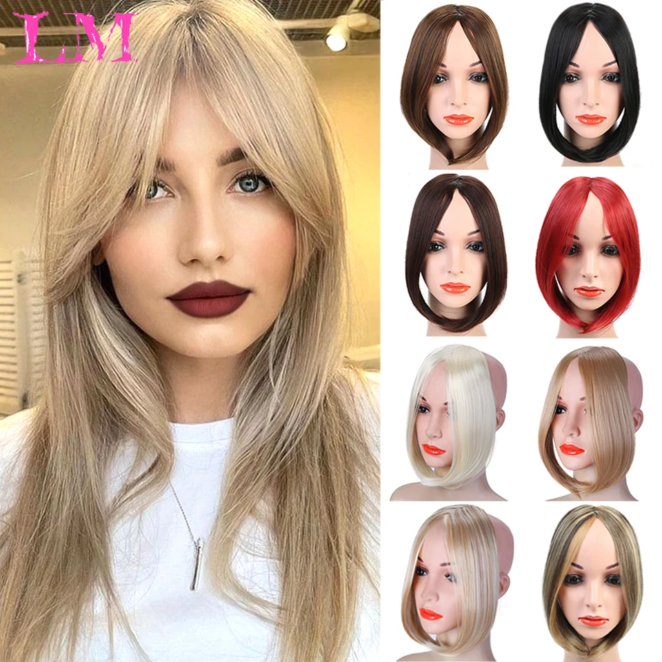 LM Fringe Clip In Hair Bangs Hairpiece Clip In Hair Extensions Heat Resistant Synthetic Fake Bangs Hair Piece Hair Pad/Bangs