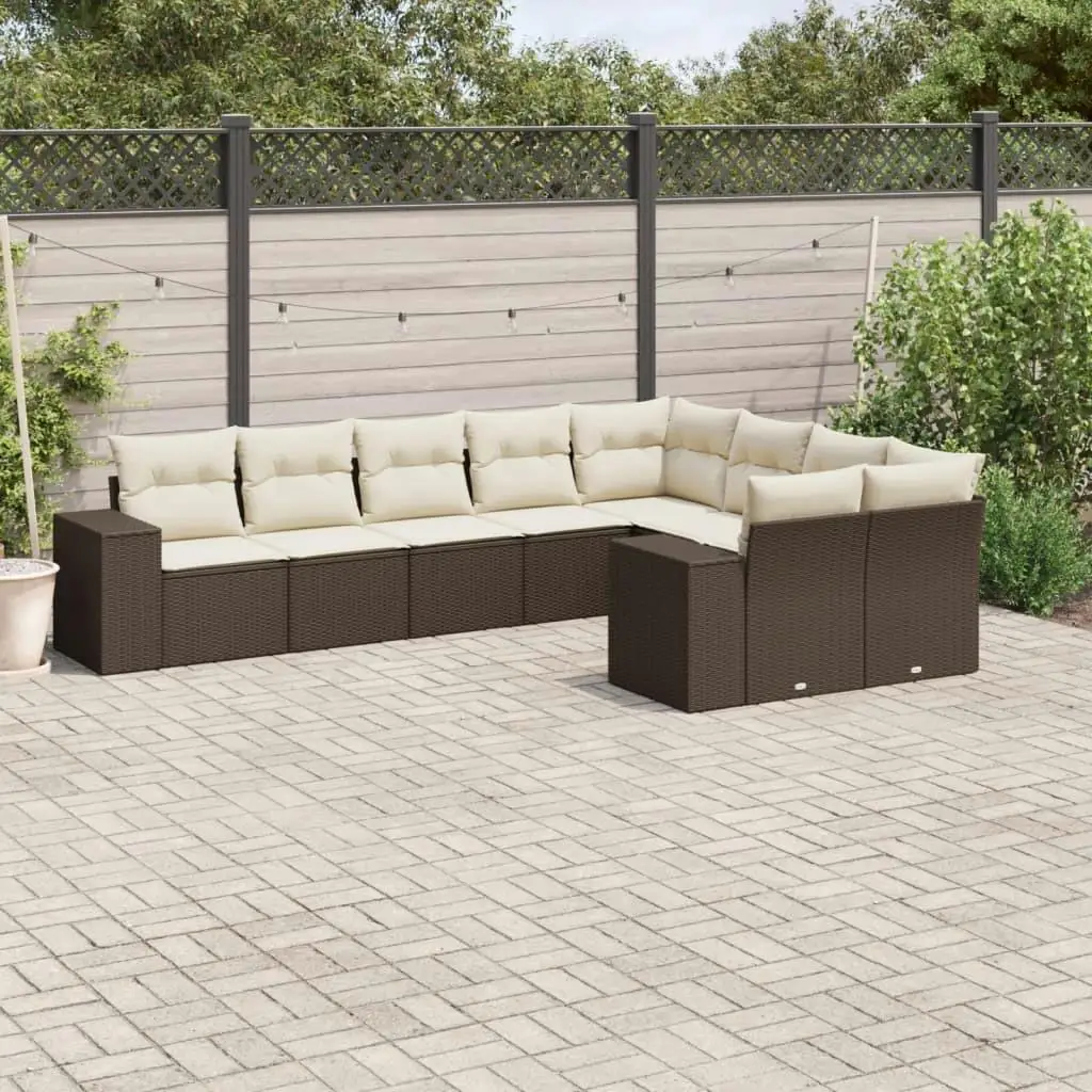 

Garden Sofa Set Stylish Brown and Cream White Comfortable Outdoor Furniture Relaxing Seating for Patio Backyard Decor