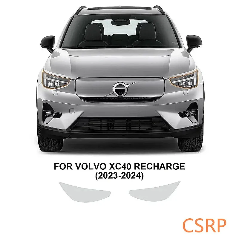 For Volvo XC40 Recharge 2023 2024 Car Headlight Protective Film Smoked Black Tint Wrap Vinyl Transparent TPU Sticker