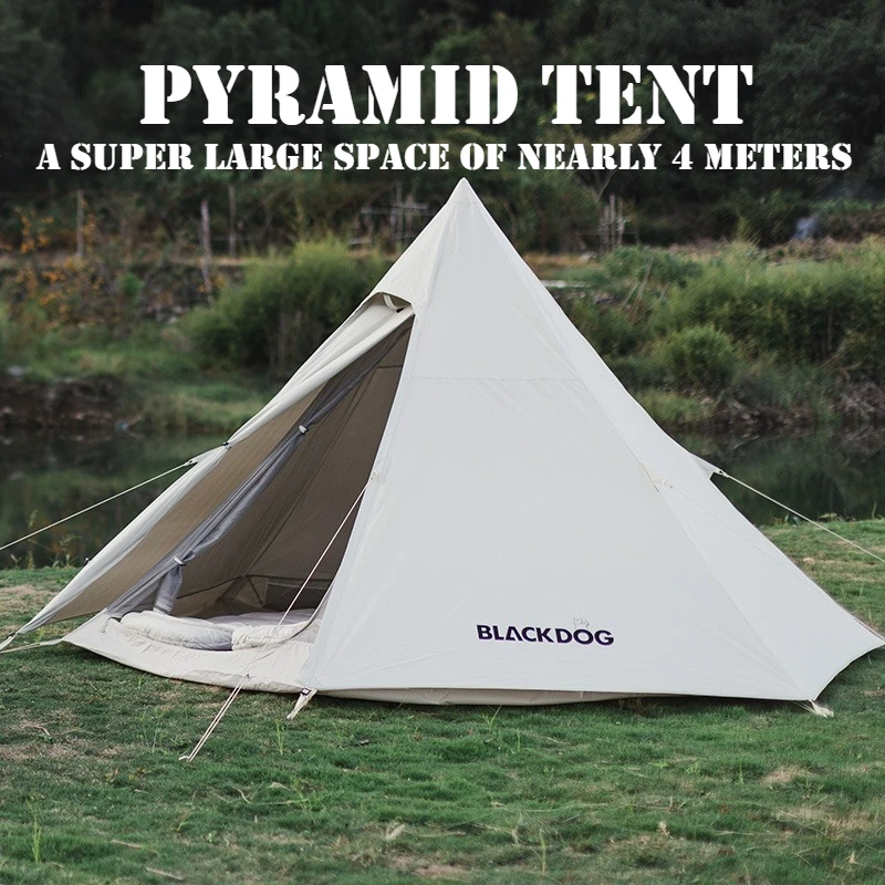 Outdoor Camping Tent Portable Folding Beige Indian Pyramid Thickened Rainstorm Hexagonal Style