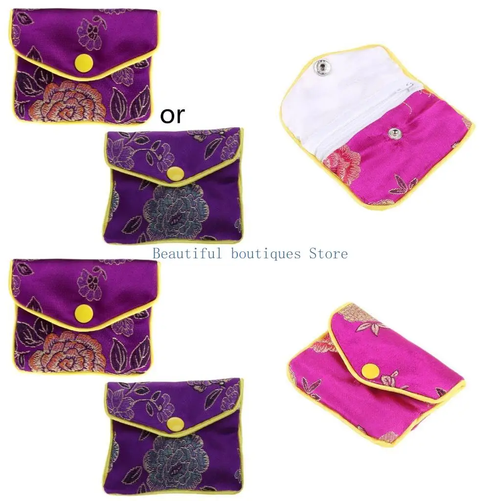 

U4LF Jewelry Storage Bags Silk Chinese Tradition Purse Gifts Jewels