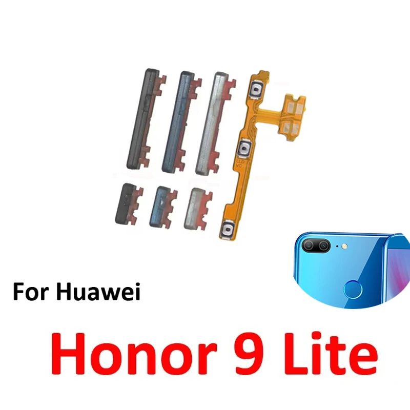 Pulsante di accensione/spegnimento e volume per Huawei Honor 9 Lite, nuovo, tasti esterni e cavo flessibile interno, colore nero, blu, argento