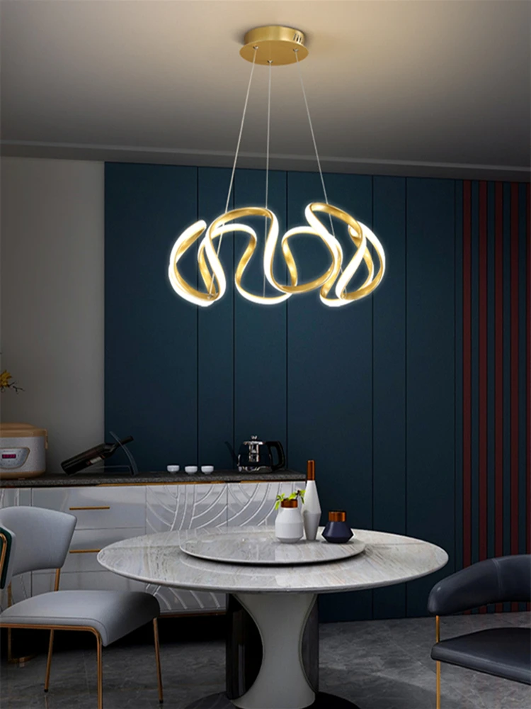 Imagem -04 - Lustres Modernos Led para Decoração de Casa Dourado e Preto Luz Nórdica Criativa Luz Pingente Cozinha e Quarto Sala de Jantar e Estar 58w