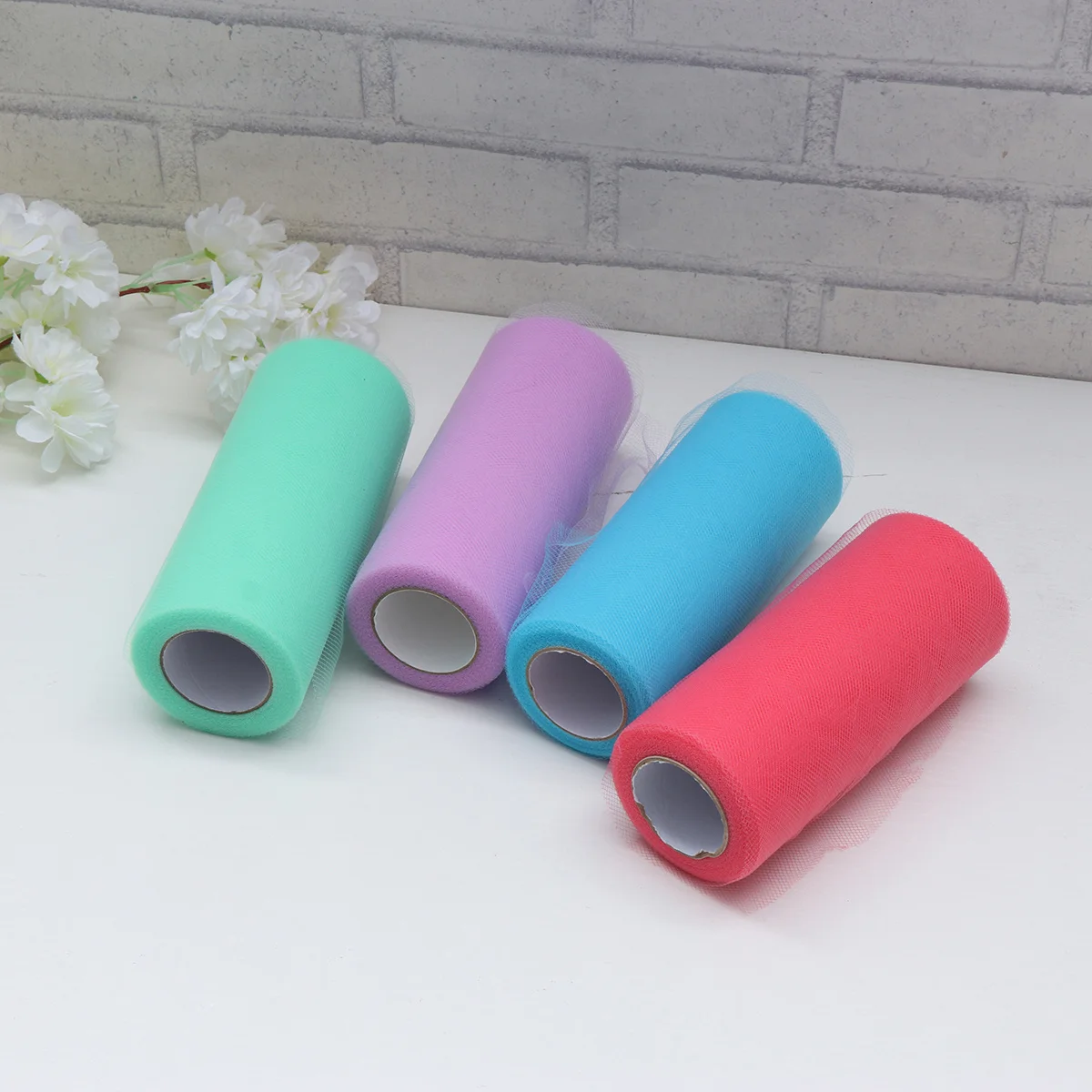 4pcs Gulungan Tulle 6 Inci 25 Yard Untuk Dekorasi Pernikahan Kerajinan DIY Menjahit Pembungkus Kado Rok Tutu Pita Kursi Jaring