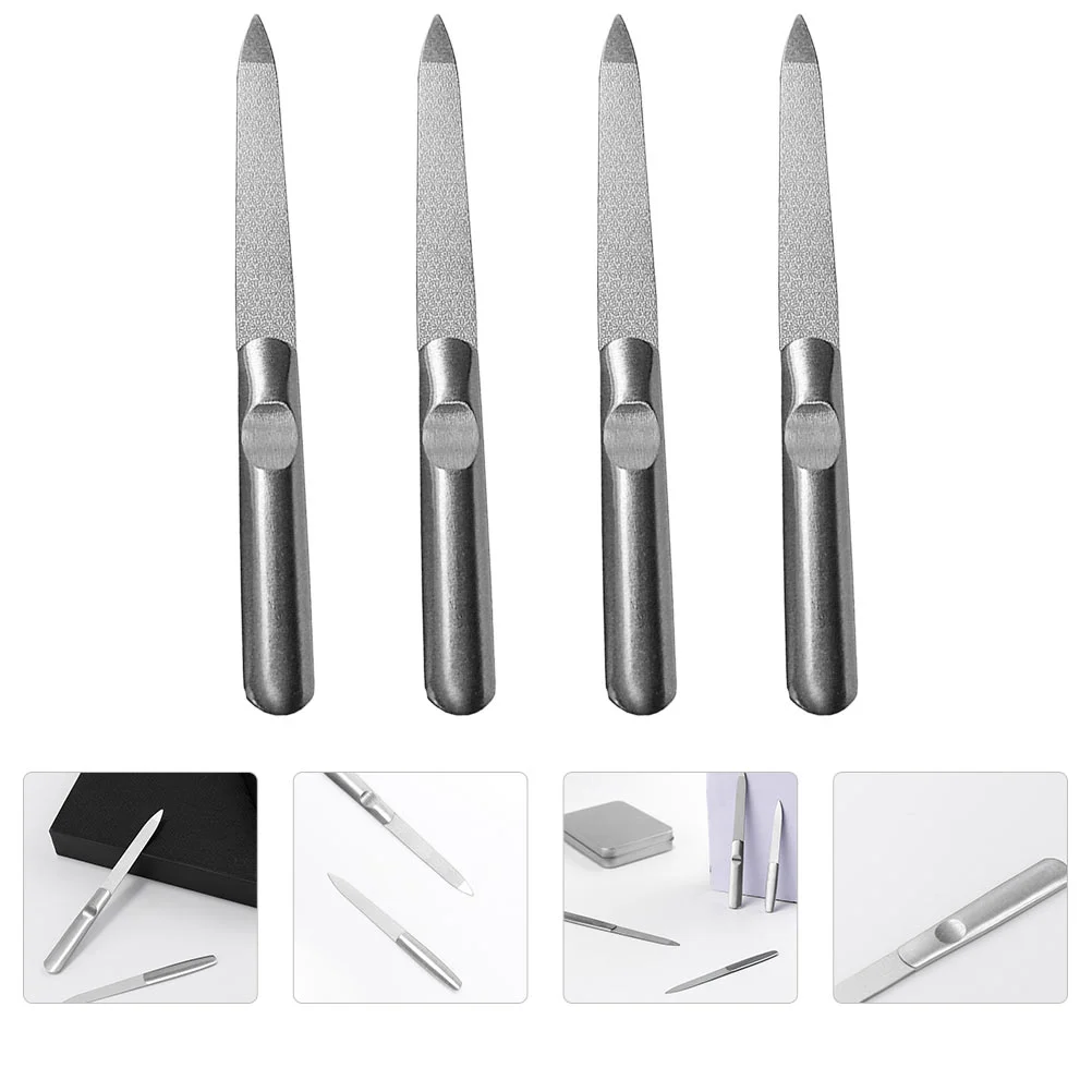 Faca de pedicure em aço inoxidável, Lixa de unhas para unhas naturais, Manicure Tools, Buffers Kits, 4 pcs