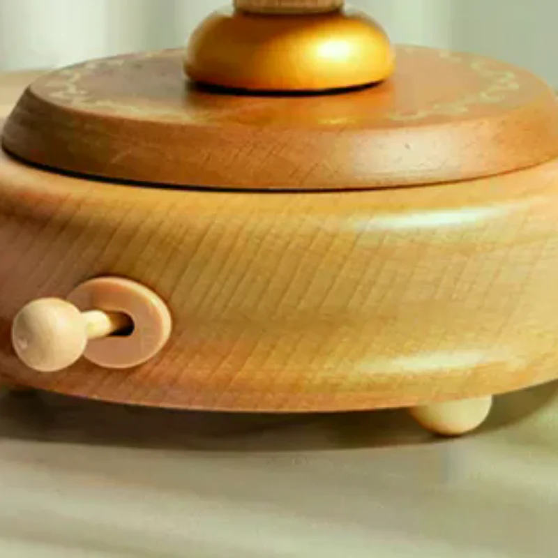 Wooden Carousel Music Box Ornaments Rotatable Hand-cranked Music Box DIY Handmade Birthday Christmas Gift Children’s Toys