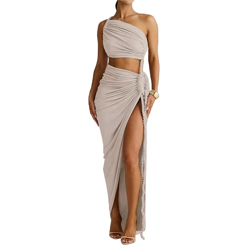 CGS-Damen-Sommer-Strand-Sexy – asymmetrische Nachtkleid-Sets mit hohem Schlitz
