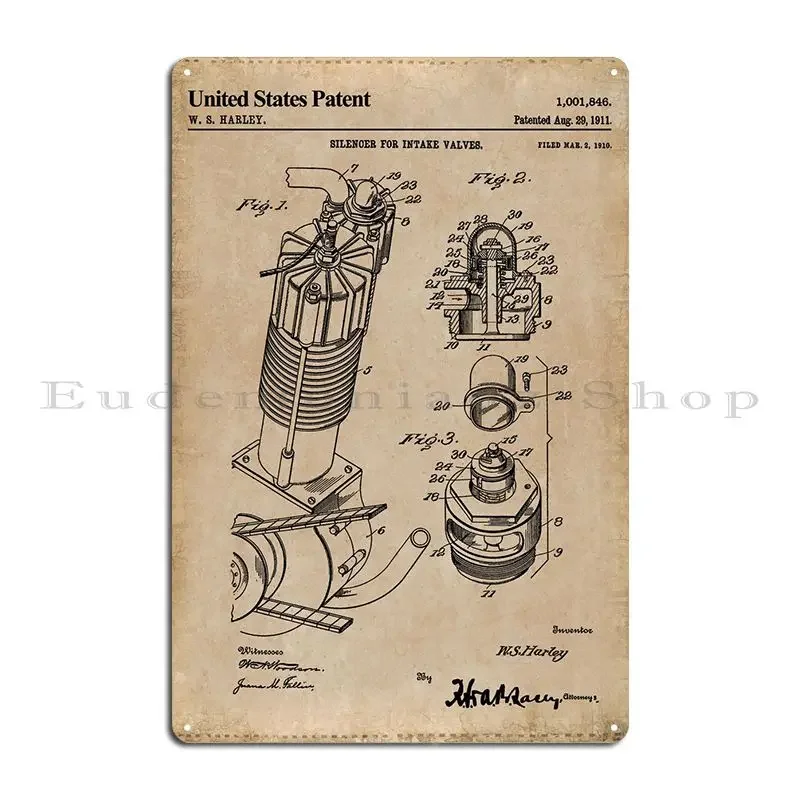 1911 Intake Valves Metal Signs Garage Wall Decor Classic Printed Wall Plaque Tin Sign Poster