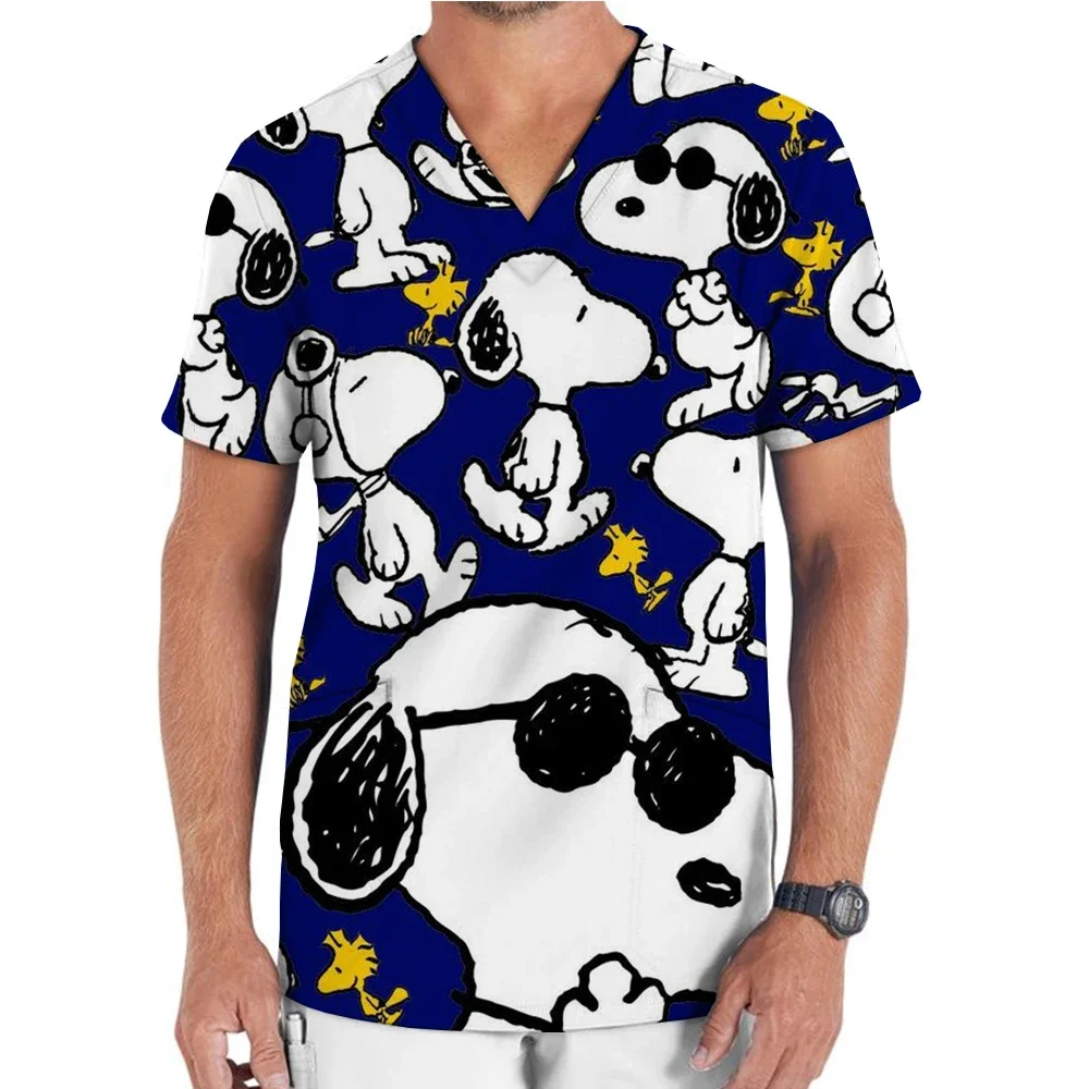 Men's short sleeved pharmacy nurse uniform Snoopy Hospital doctor work uniform Oral and dental surgery uniform Medical scrub