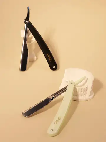 1/2pcs straight edge shaver high-end salon folding men's manual shaver，Special for real hair wigs
