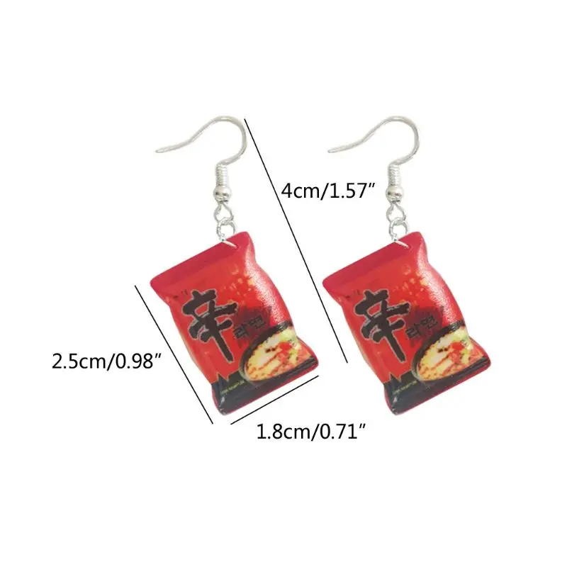 F42F Trendy Small Simulation Instant Noodle Drop Hook Earring Chili Food Dangle Earrings Jewelry Decor Gifts for Girl Women