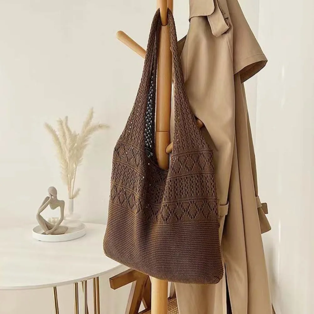 อินเทรนด์หวานทอกระเป๋า Hollow OUT Breathable ช้อปปิ้งฟางกระเป๋าโพลีเอสเตอร์ขนาดใหญ่ความจุ Summer Beach POUCH Storage