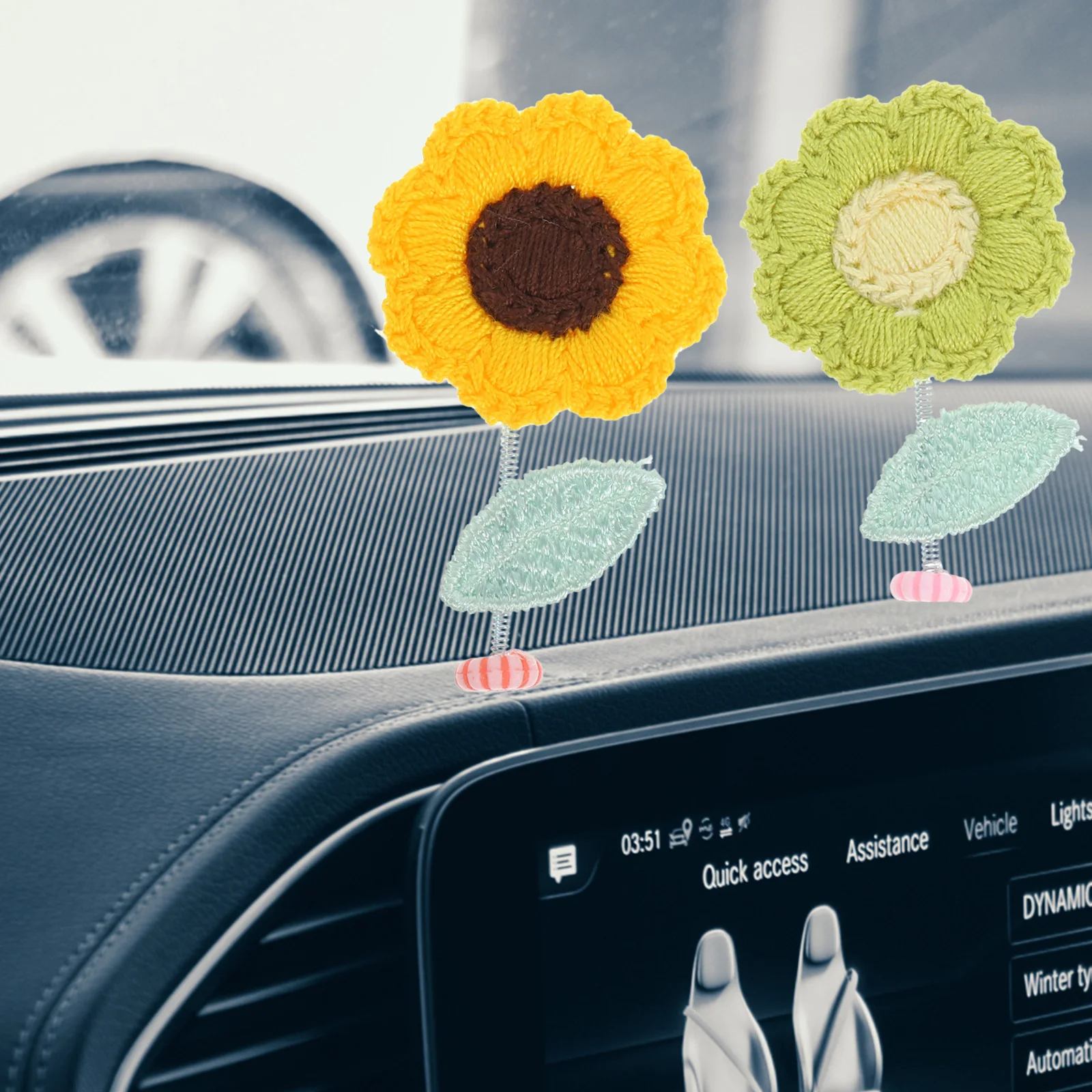 

8Pcs Spring Shaking Head Felt Flowers Mini Car Dashboard Decoration Vibrant Colorful Cute Ornaments Auto Interior Swinging Decor