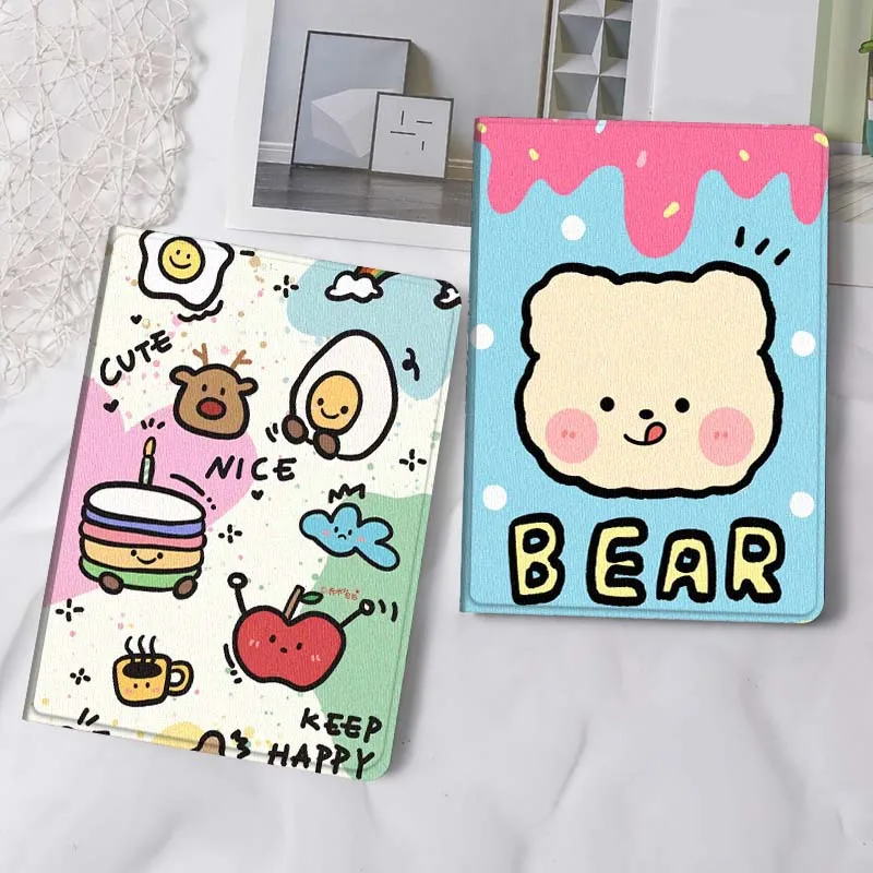 

Cartoon Food Happy Design Gift Tablet Case For Samsung Tab Galaxy S6 S11 A A7 A8 A9 A11 10.1 10.4 10.5 Plus Lite