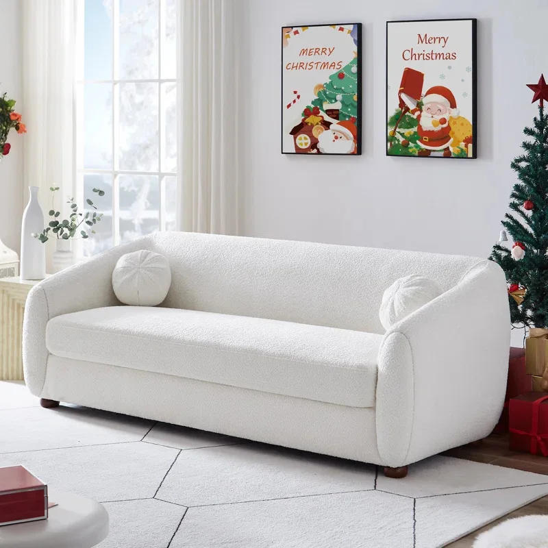 Nordic living room three-person sofa French retro fabric sofa American small apartment sofa
