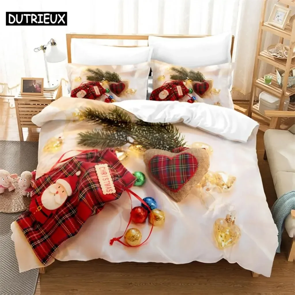Fireplace Christmas Comfortable Duvet Quilt Cover Pillowcase Bedding Set Children Bedroom Decoration Home Textile