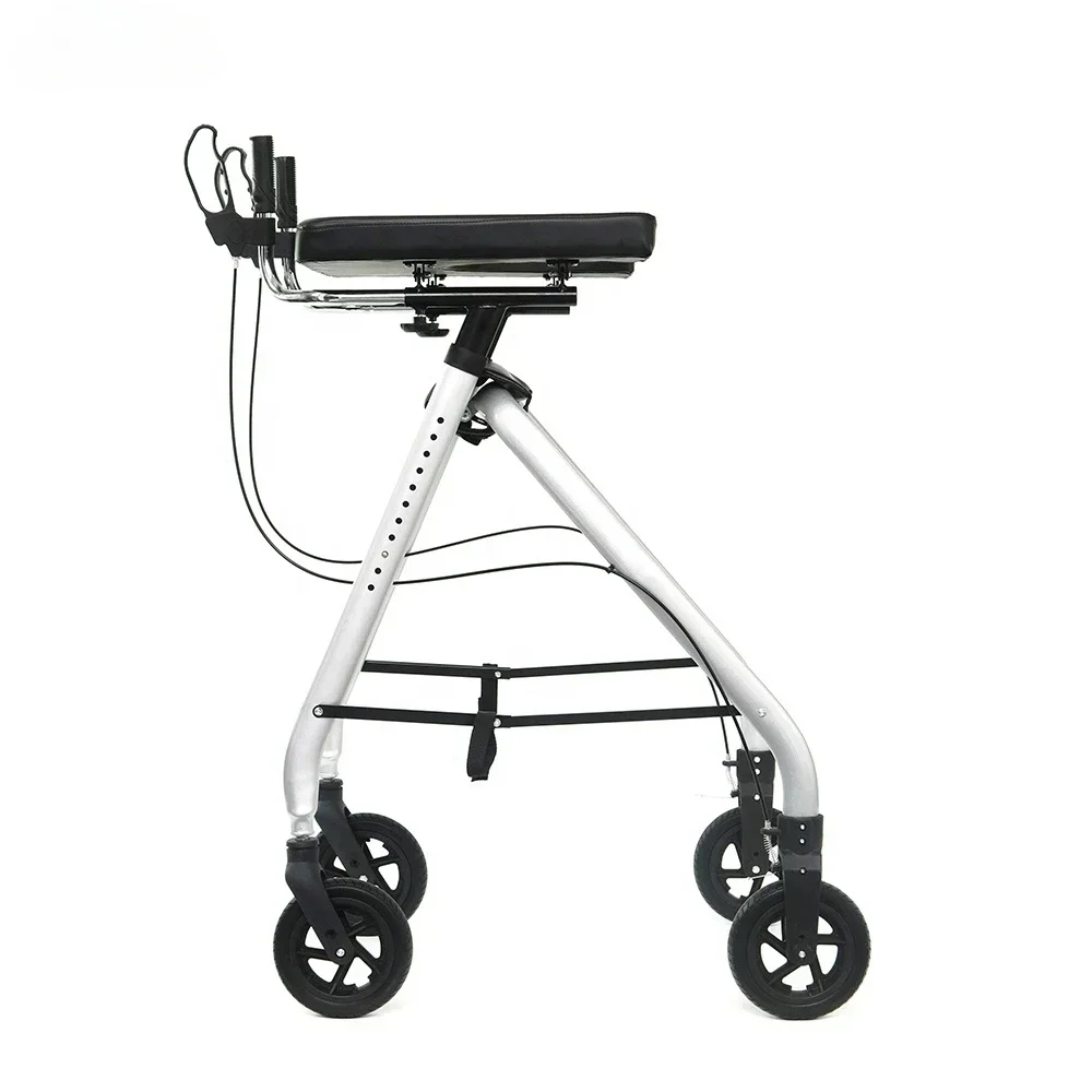 Outdoor Medical Rehabilitation Aluminum Frame Upright Walker 4 Wheels Rolling Rollator for Seniors