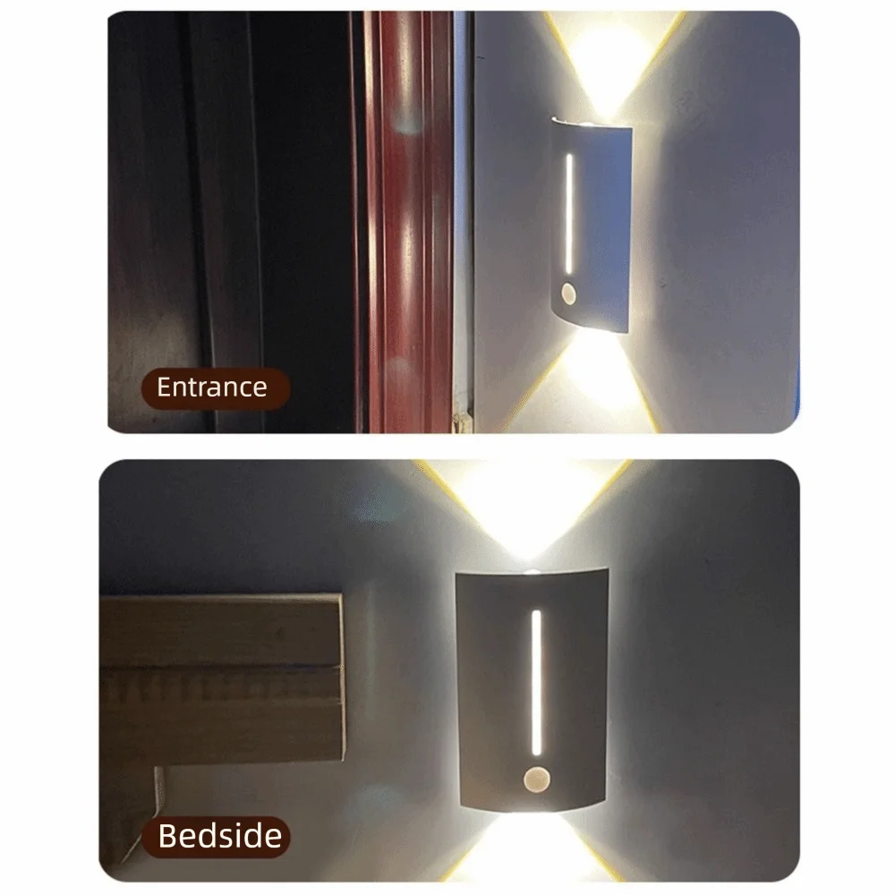 

Безопасный для глаз датчик движения, ночник, мягкая подсветка, регулируемый светодиодный настенный бра, 3-цветная связь, магнитный настенный светильник для гаража