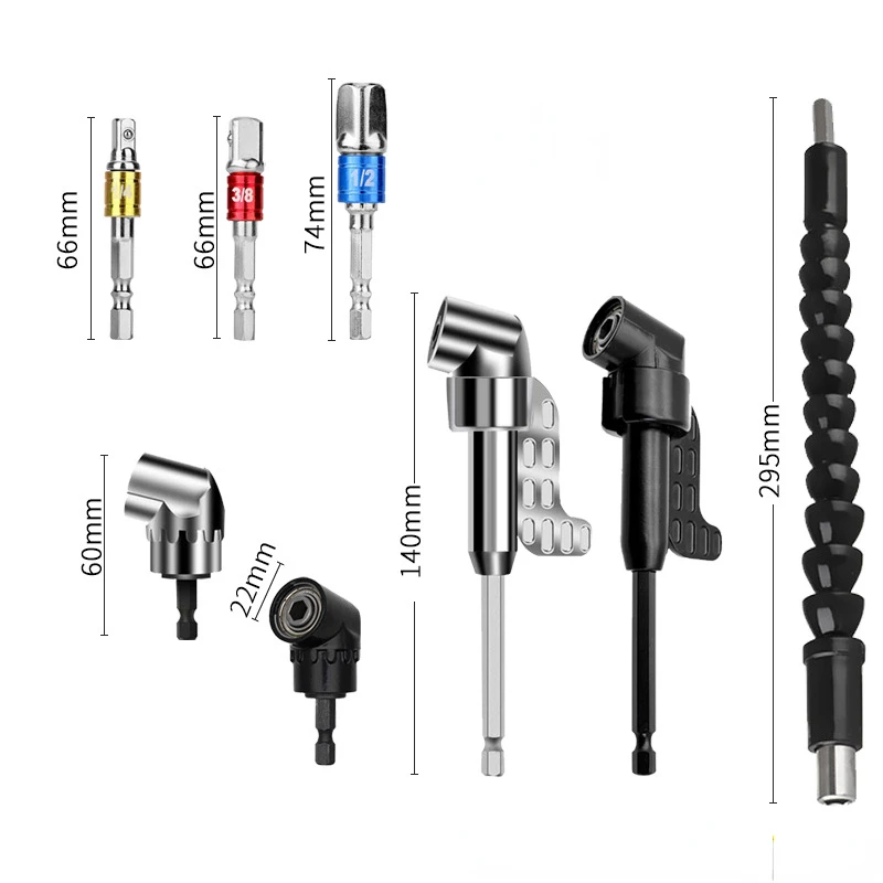 Độ Góc Bộ Tua Vít Ổ Cắm Giá Đỡ Adapter Có Thể Điều Chỉnh Bit Mũi Góc Tua Vít Công Cụ 1/4Inch Lục Giác Ổ Cắm Bit