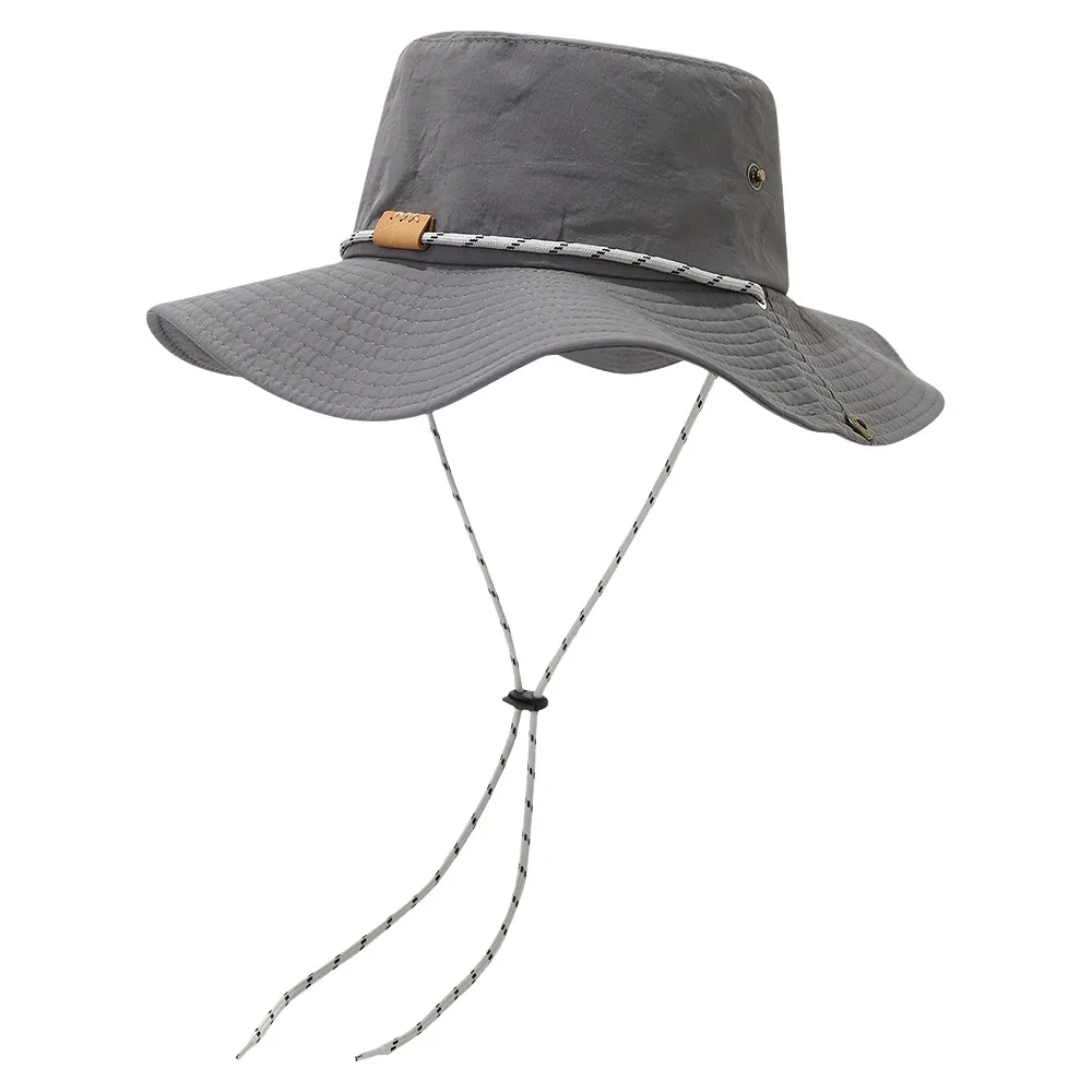 

New Rope Chain Men Bucket Hat UV Protect Sunshade Sun Hat Waterproof Breathable Fishing Cap Outdoor Hiking