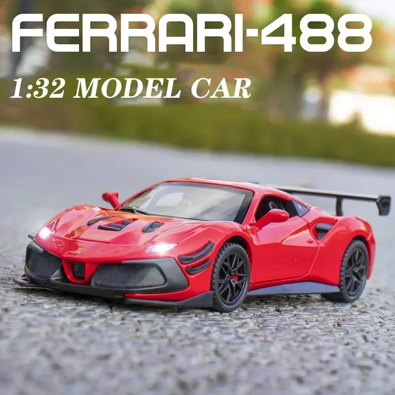 

1:32 Ferrari 488 Sports Car Model Metal Diecast Alloy Toys Cars Models Boys Christmas Fashion Ornament Collection Gift