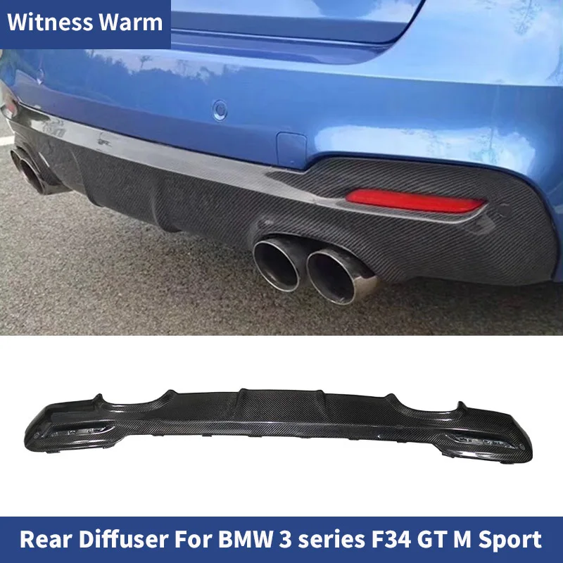 3 Series Carbon Fiber Rear Lip Spoiler Diffuser for Bmw F34 Gt Mt Sport Bumper Granturismo 13-up Exhaust Four Out Frp