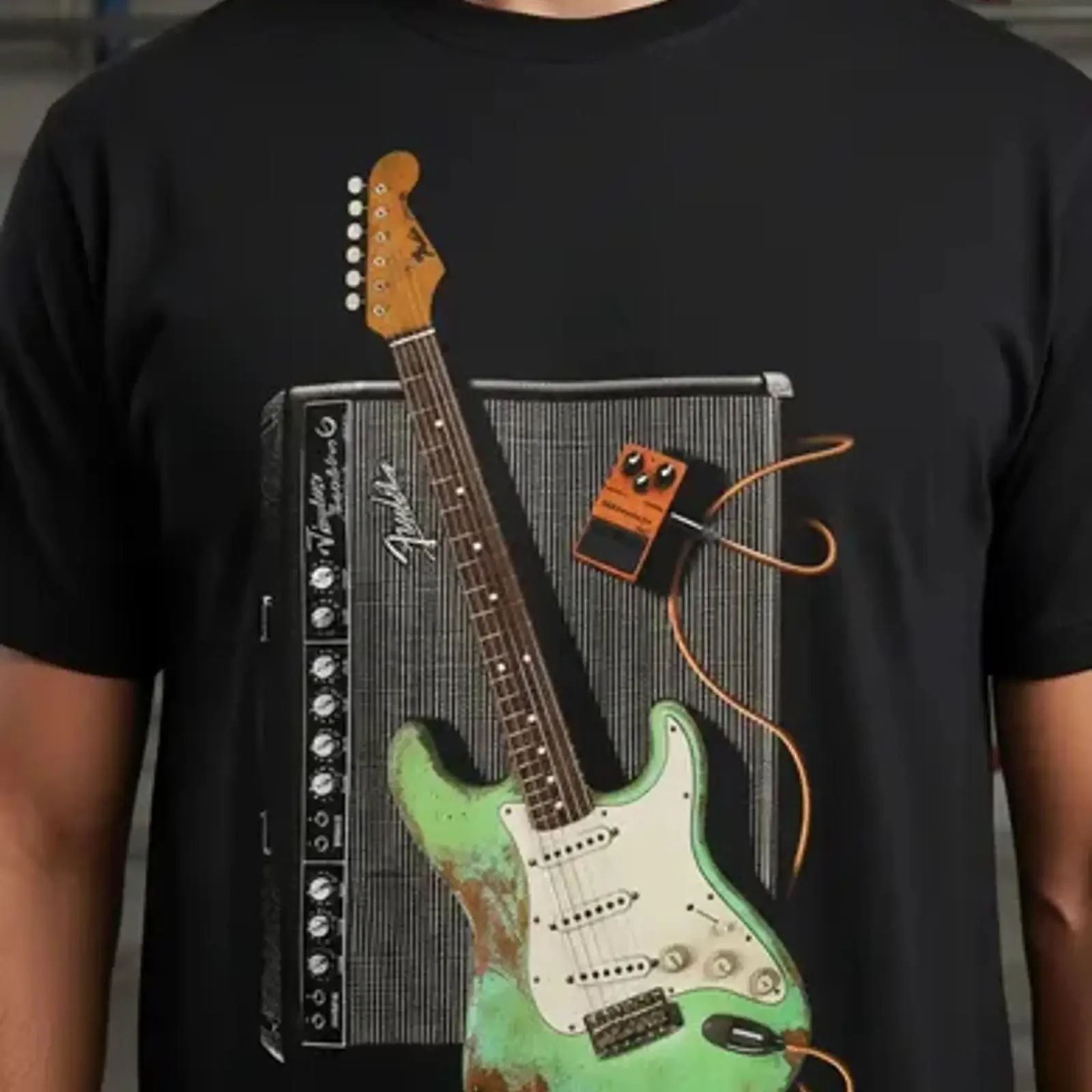 Camiseta Remera De Los Cojones para Hombre, Algodón Peinado, Diseño de Guitarra Vintage, Lavada, Transpirable, Ligeramente Unisex, Estilo Casual