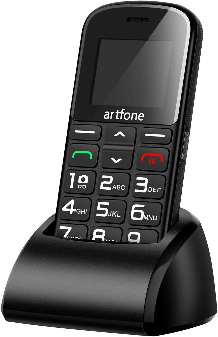 artfone CS182 GSM Téléphone Senior Portable Débloqué avec Grandes Touches, Bouton SOS, Double SIM, Lampe Torche et Station de Charge, Radio FM, Téléphone Portable Personnes Agées, Bluetooth, batterie