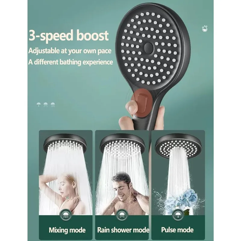 Universal Bathroom Shower Head Combination Set Three-speed High-pressure Shower Head With Large Panel Super Powerful