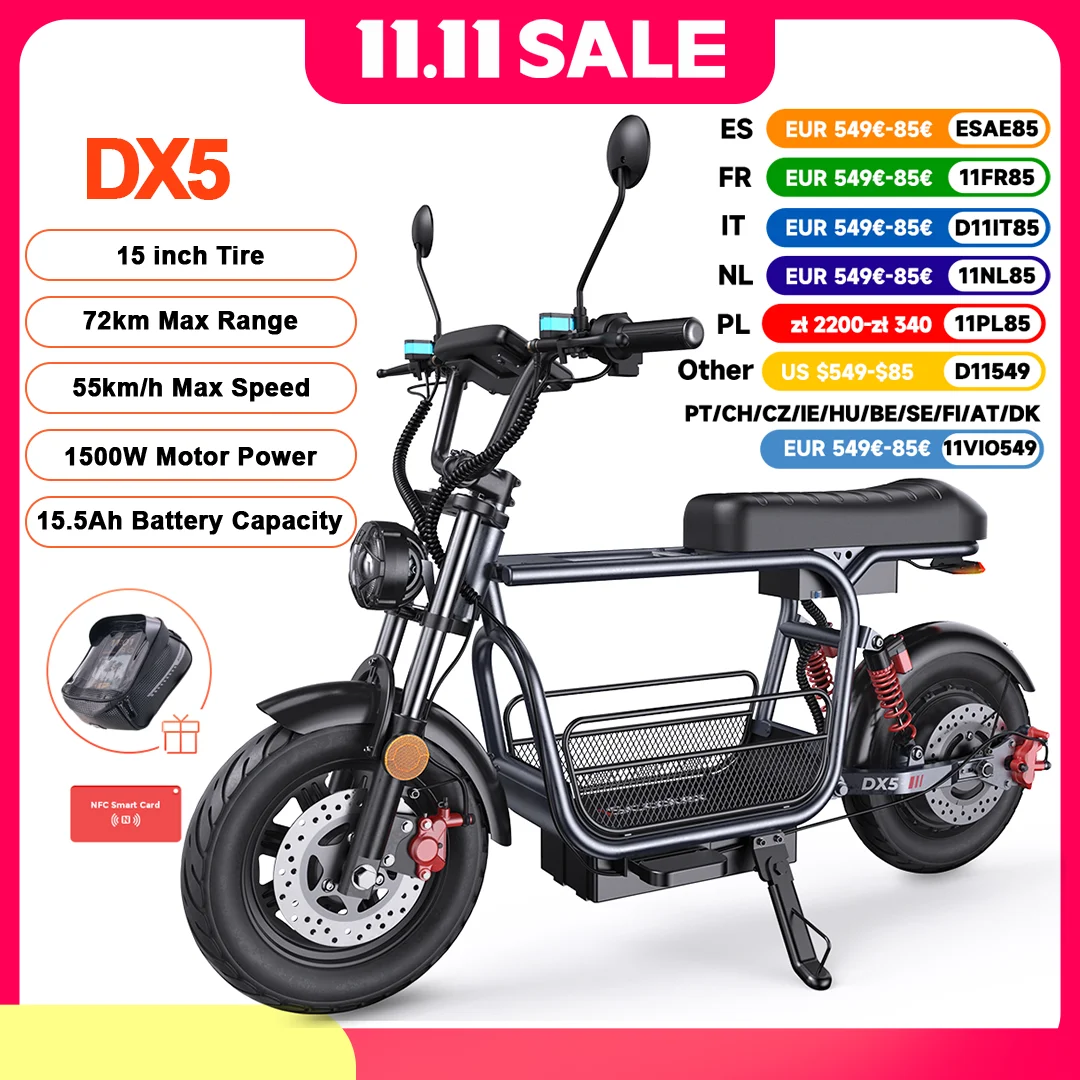 iScooter DX5 elektromos roller 1500W 15 hüvelyk