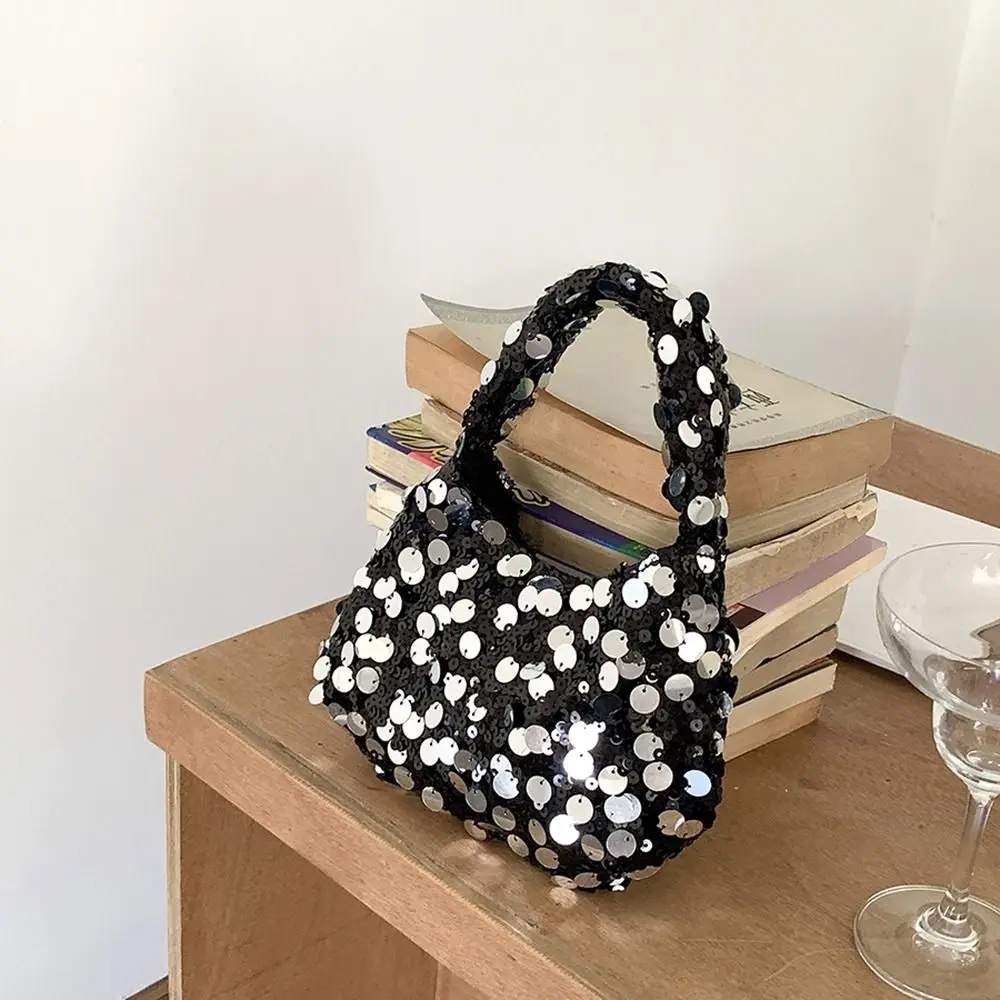 Casual Cloth Sequin Bag Silver Mobile Phone Bag Blingbling Handbag Underarm Bag Make Up Bag Travel