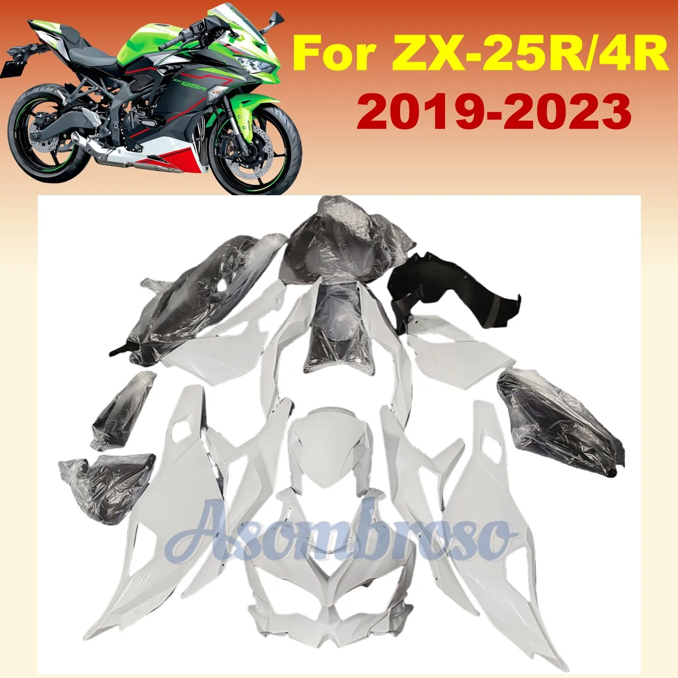 New ABS Motorcycle Fairings Kit Fit For Kawasaki Ninja ZX-25R zx4r 2019 2020 2022 2023 ZX 25R ZX-4R Pure White Bodywork Set