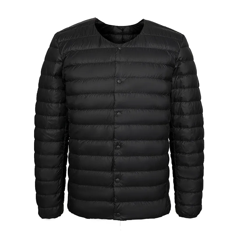 Men's Short Round Neck Inner Wear Warm Slim Lining Autumn and Winter New Light Jacket