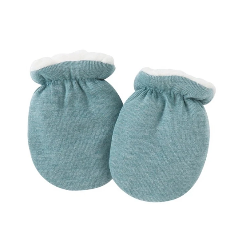 Newborns Soft Lamb Wool Gloves Anti-Grab Baby Mittens Prevent Face Scratching with Breathable Fabric for 0-12 Months