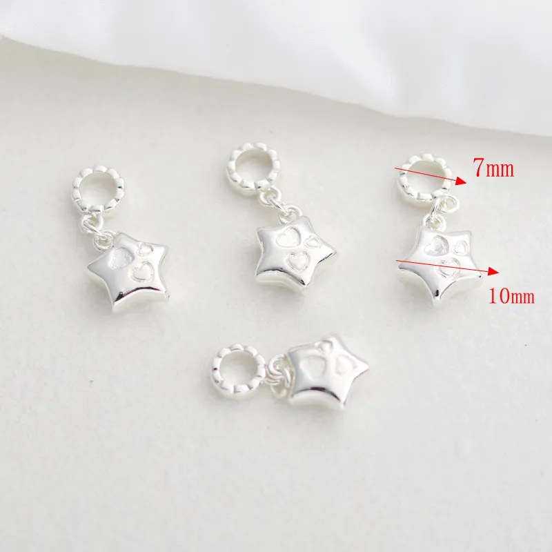 Silver Gold-Plated Solid Five-pointed Star Pendant 10mm DIY Jewelry Charms For Bracelets & Necklaces