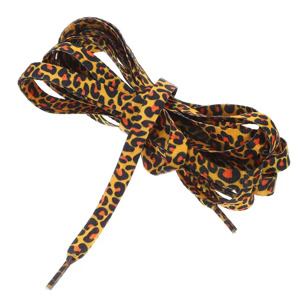 Leopard Print Shoelaces 1 Pair Flat Round Dots Heat Transfer Polyester Webbing Trendy Design Kids Elastic Replacement Laces For