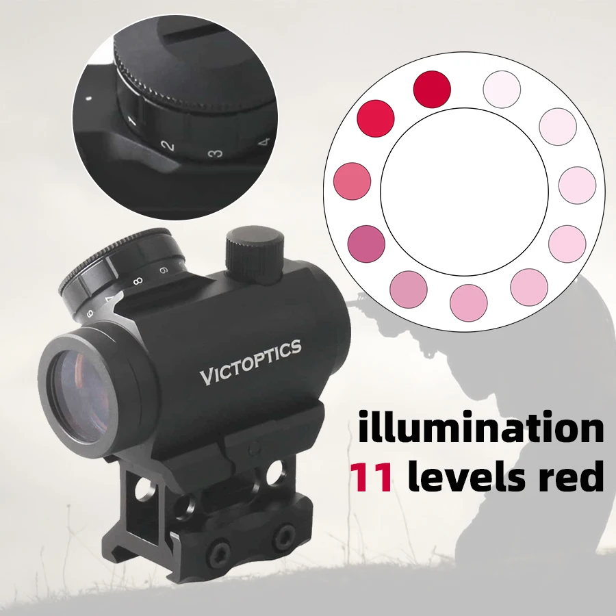 VictOptics Hunting 1x22 Red Dot Scope 3MOA Collimator 11 levels red illumination AR15 .223 5.56mm Firearms & Airsoft Riflescope