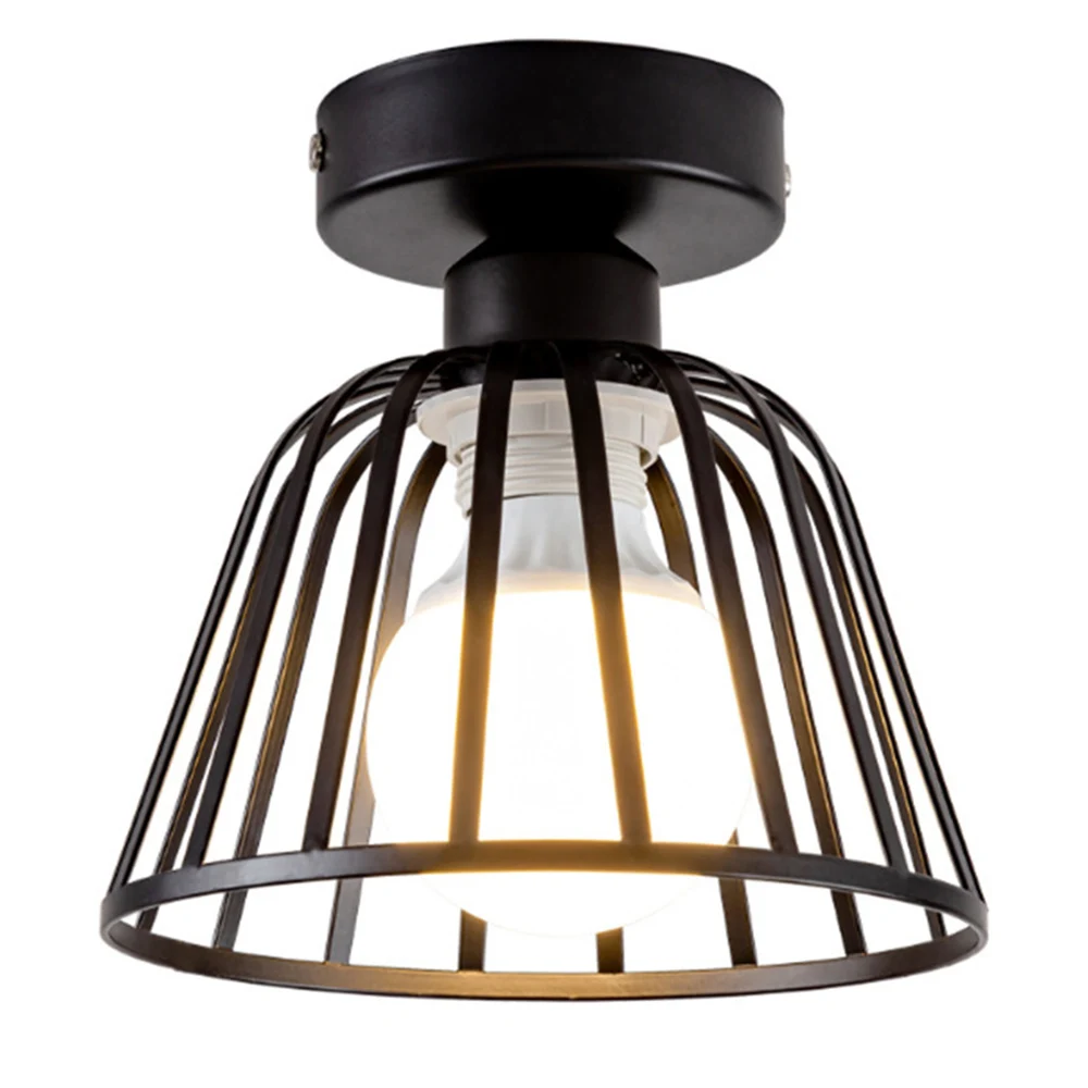 LED Ceiling Lamp for Corridor Aisle Cloakroom Black Wrought Cage Light Modern Chandelier Hallway Balcony Home Light Fixture Deco