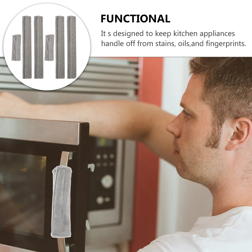 

6Pcs Refrigerator Handle Covers Soft Fabric Kitchen Appliance Protector Prevent Fingerprints Stains Fridge Oven Freezer Handle