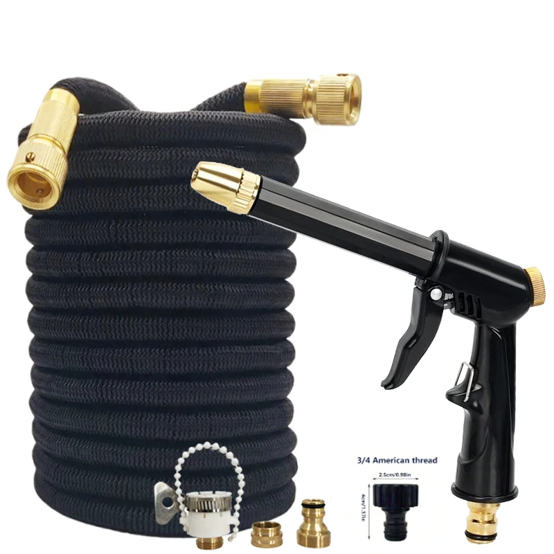 25/125 Foot Garden Expandable Hose, Metal Connector, High-Pressure Water Gun, Multi-Mode, Garden Hose, Car Wash Tool