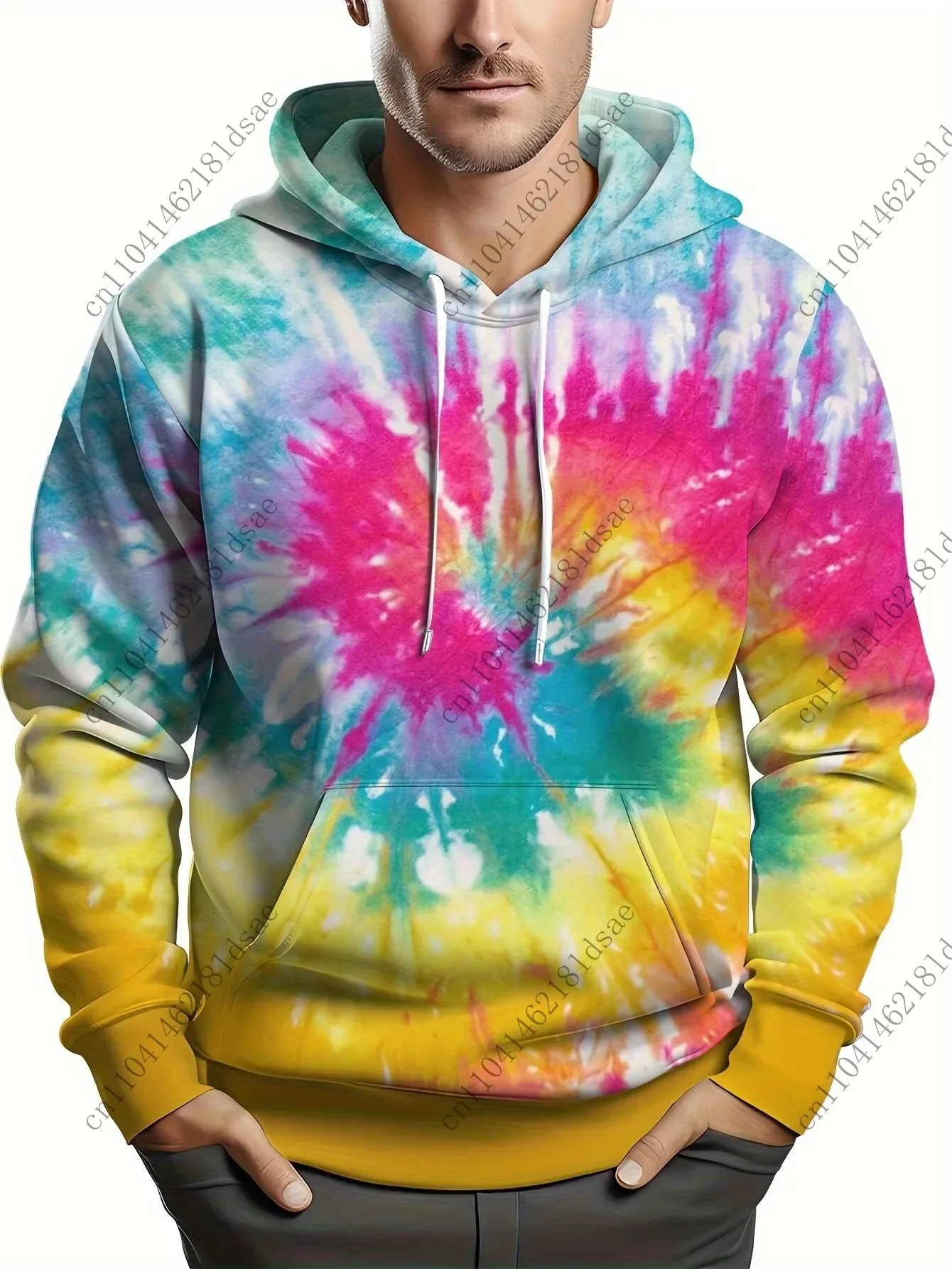 

Толстовка с теплой волной, модная повседневная одежда, толстовка из полиэстера, пальто с 3D принтом, мужская толстовка с галстуком-красителем, яркая свободная посадка