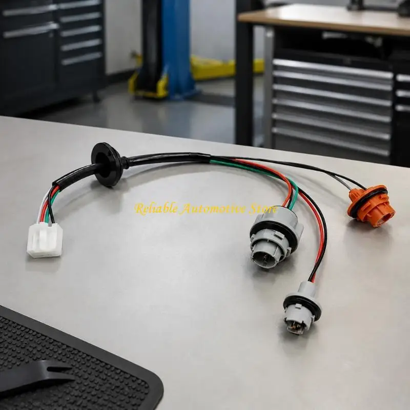 M68B Tail Light Wire Harness for 2016-2018 Vehicle Application, Branched Connector Assembly with Bulb Sockets for No-Cut Wiring