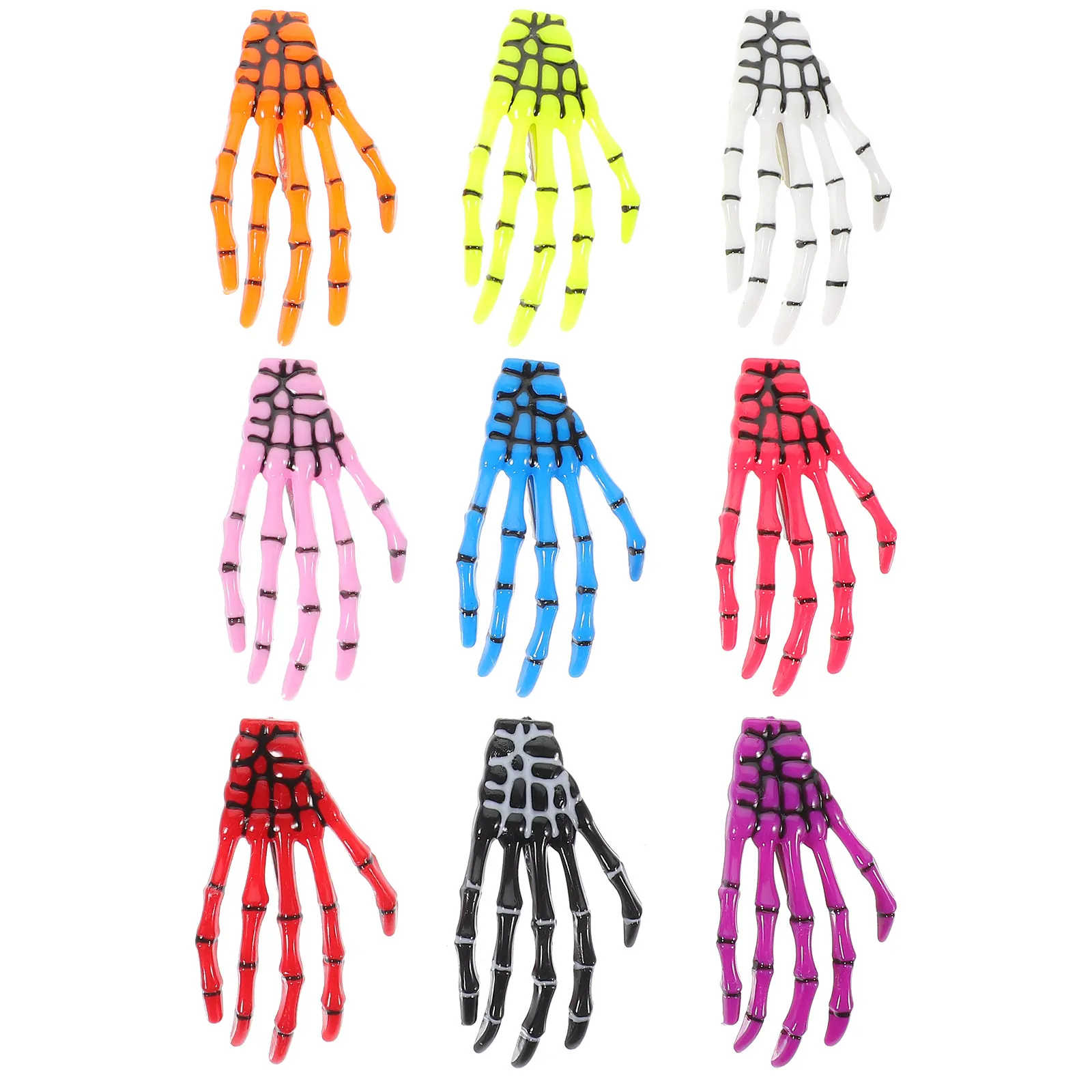 9Pcs Women Girls Hand Bone Claw Punk Hair Clip Hard Metal Plastic Hairpin Trendy Hair Accessories Hairpin