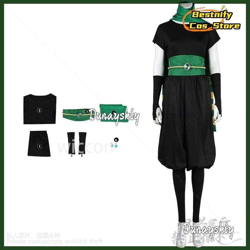 КосплейАниме-игра Принцесса Косплей Японская униформа ниндзя Черный комбинезон Зеленый плащ Реквизит Y2K Парики Милый Jirai Kei Girls Kid SUI