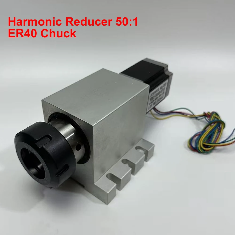 

Harmonic Reducer Gearbox CNC A 4th Axis Rotary Axis ER40 Chuck NEMA 23 Stepper Motor CNC Indexing Head Engraving Machine Tool