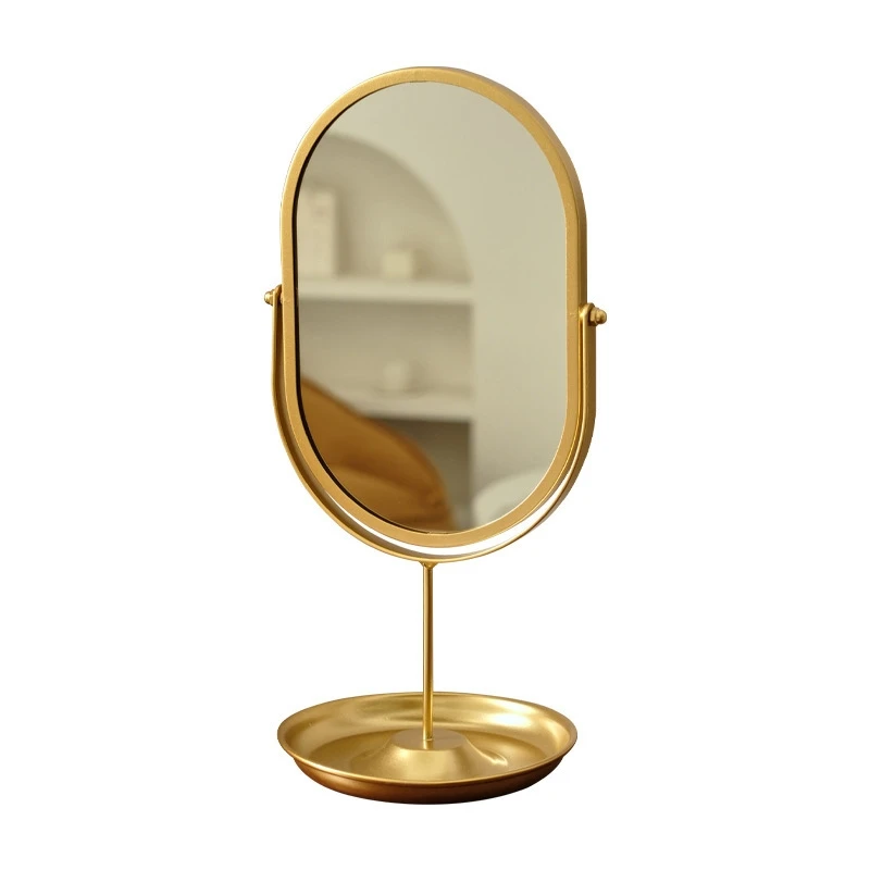 Specchio cosmetico da tavolo ovale dorato compatto chic elegante trucco da tavolo per camera da letto dormitorio casa donne adolescenti regalo compleanno
