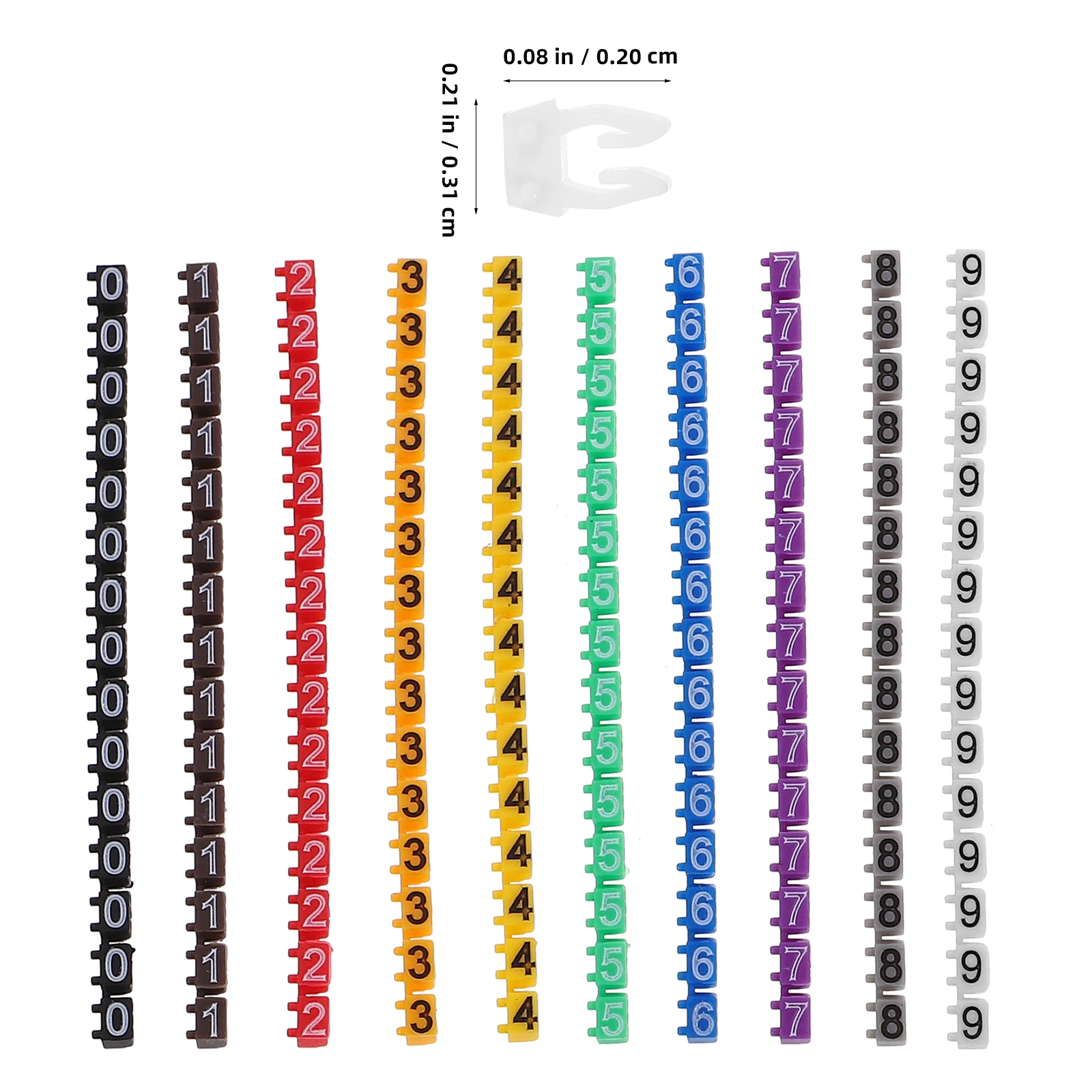 

150 Pcs Tube Digital Number Multi-color Cable Labels Colorful and Writable Office
