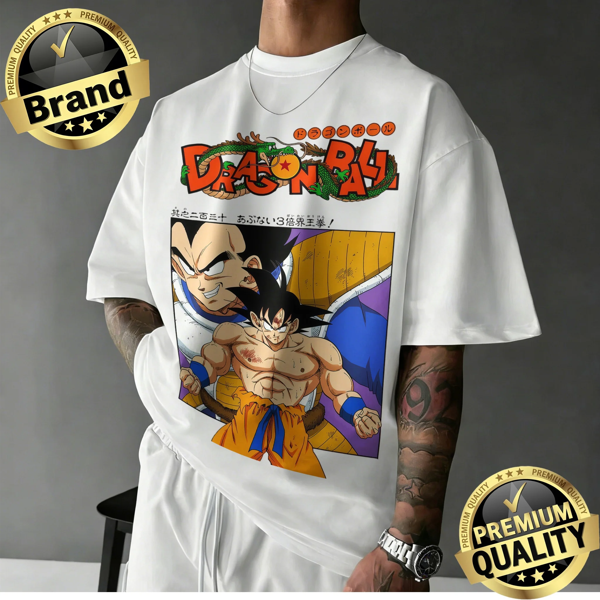 2026 Neuerscheinung Dragon Ball Übergroßes Retro T-Shirt |   Goku Vs Vegeta Classic Duel Grafikdruck 100 % Baumwolle Y2k T-Shirt für die Familie