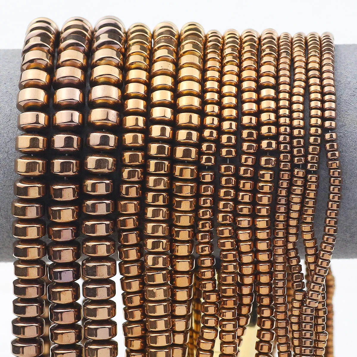 Flat Copper Cylinder Natural Hematite Stone Round Loose Beads Spacers For Jewelry Making DIY Bracelets Accessorises 3/4/6/8MM